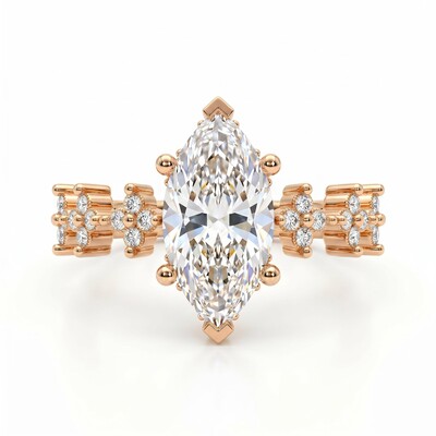 3.32 ct.tw. Marquise-Cut Center Stone Cluster Accent Engagement Ring