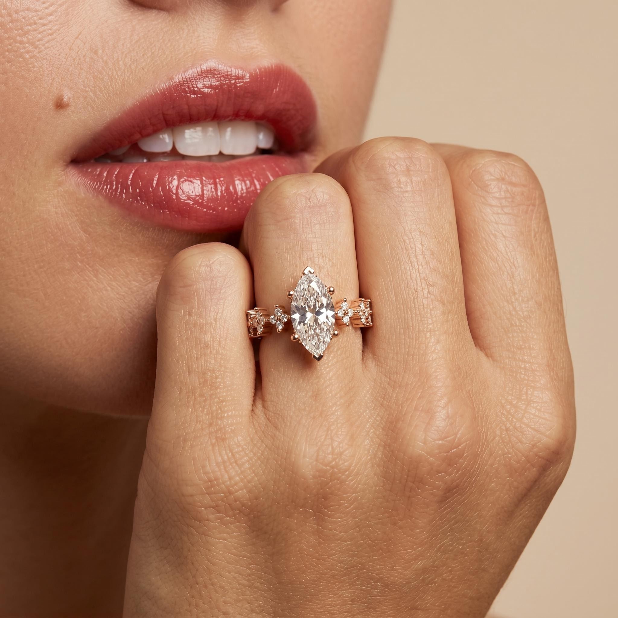 3.32 ct.tw. Marquise-Cut Center Stone Cluster Accent Engagement Ring 3.32 ct.tw. Marquise-Cut Center Stone Cluster Accent Engagement Ring