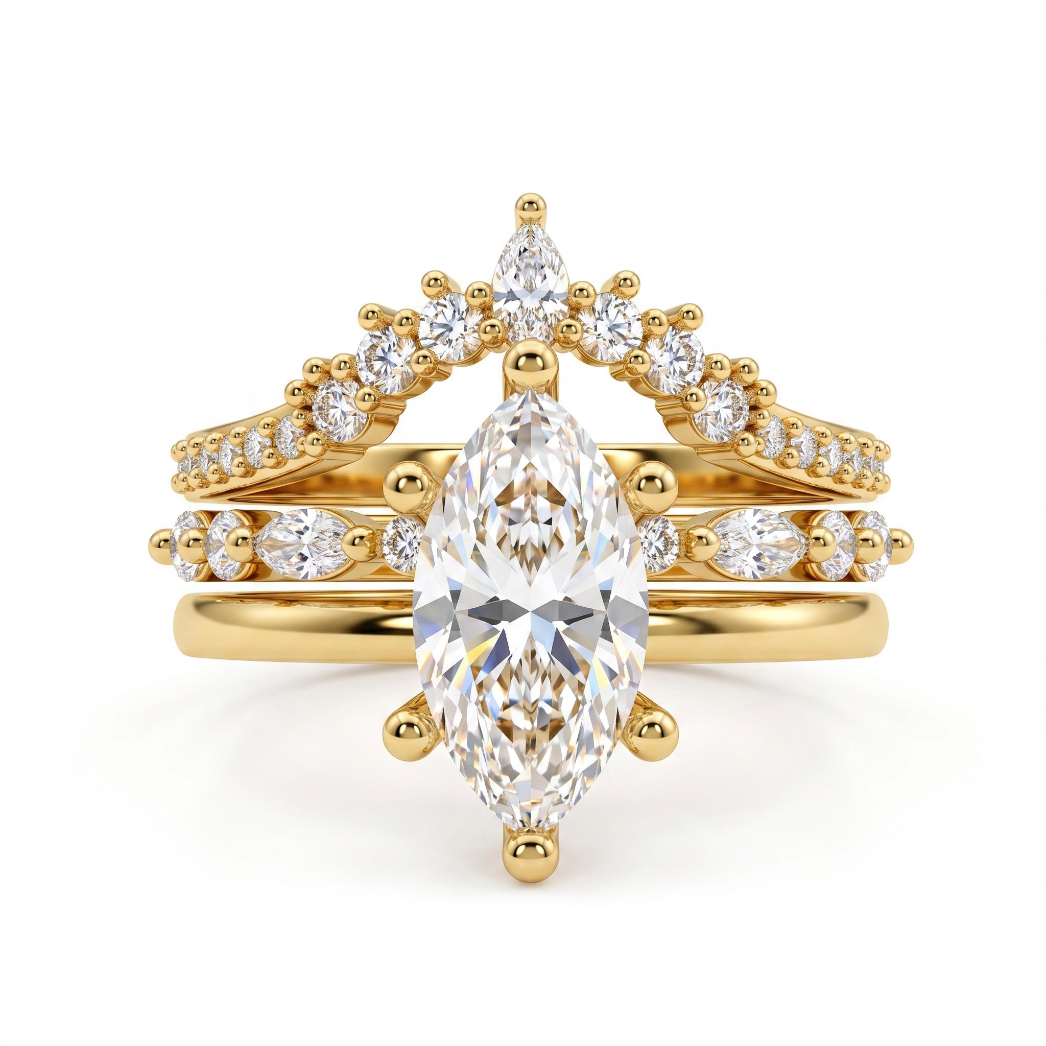 4.34 ct.tw. Marquise Cut 3-Piece Stackable Bridal Ring