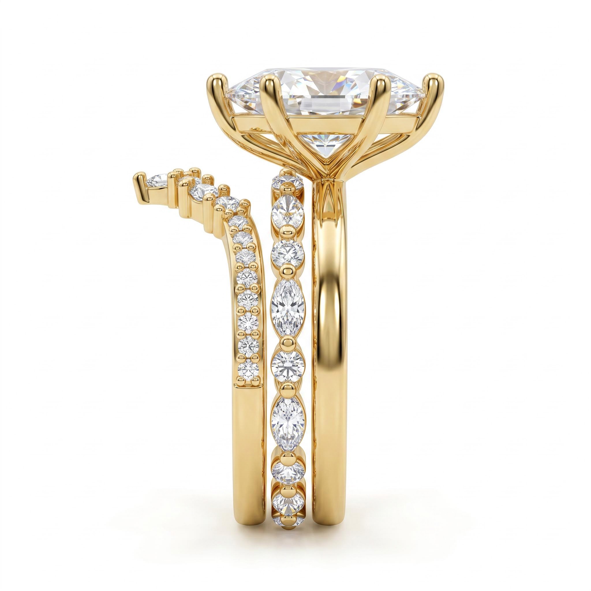 4.34 ct.tw. Marquise Cut 3-Piece Stackable Bridal Ring