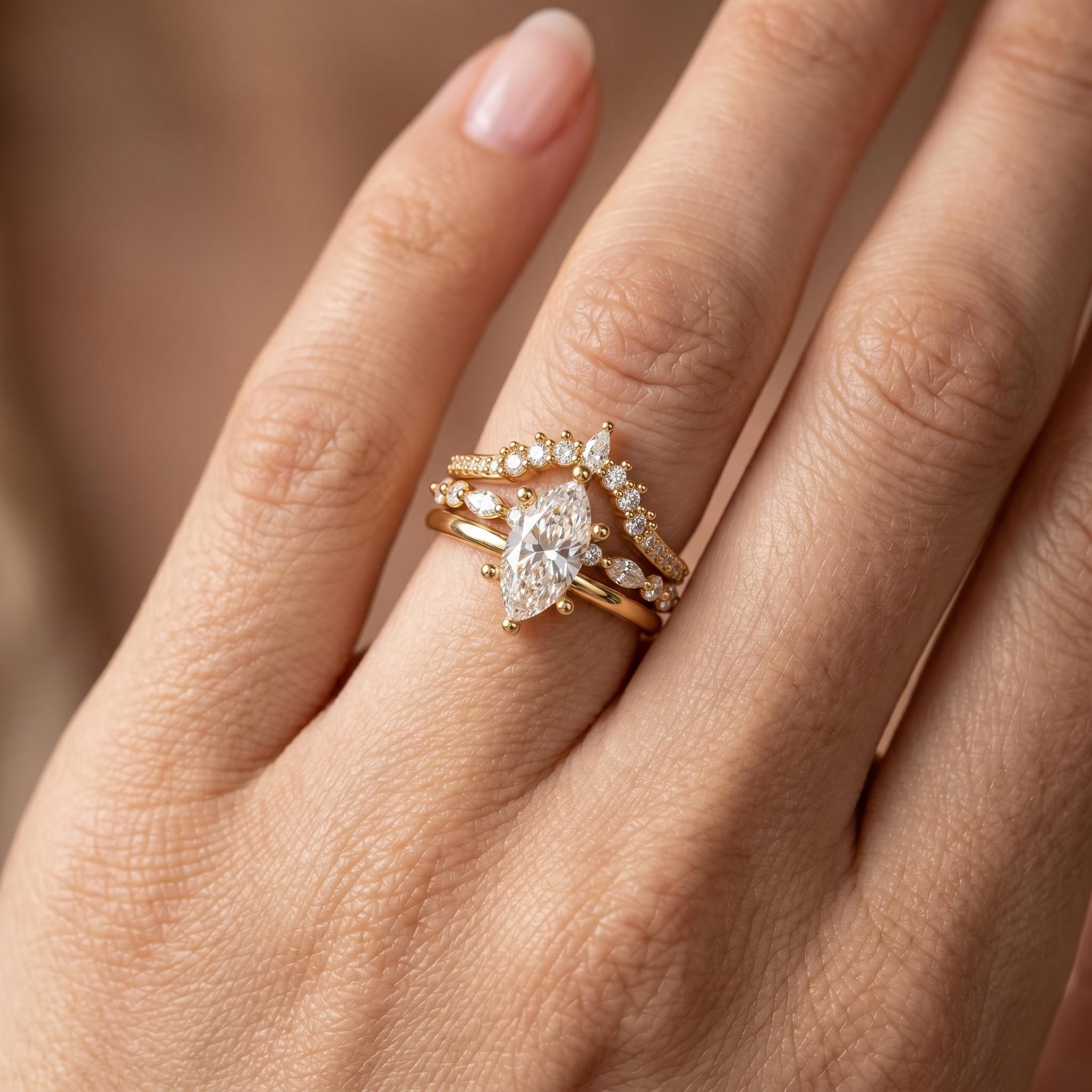 4.34 ct.tw. Marquise Cut 3-Piece Stackable Bridal Ring