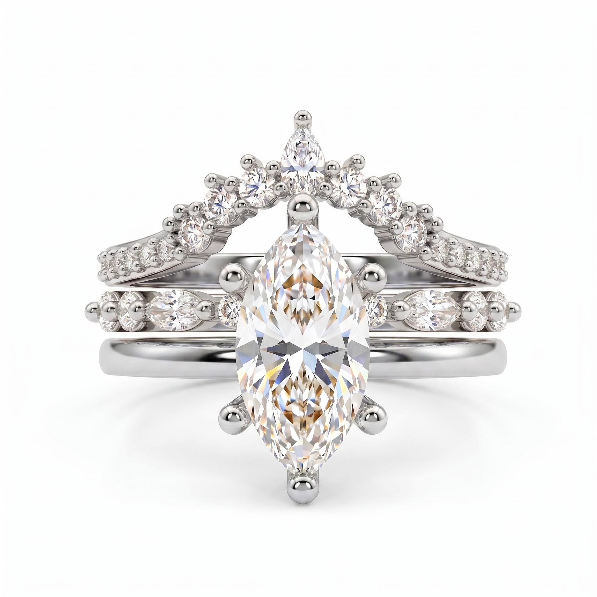 4.34 ct.tw. Marquise Cut 3-Piece Stackable Bridal Ring