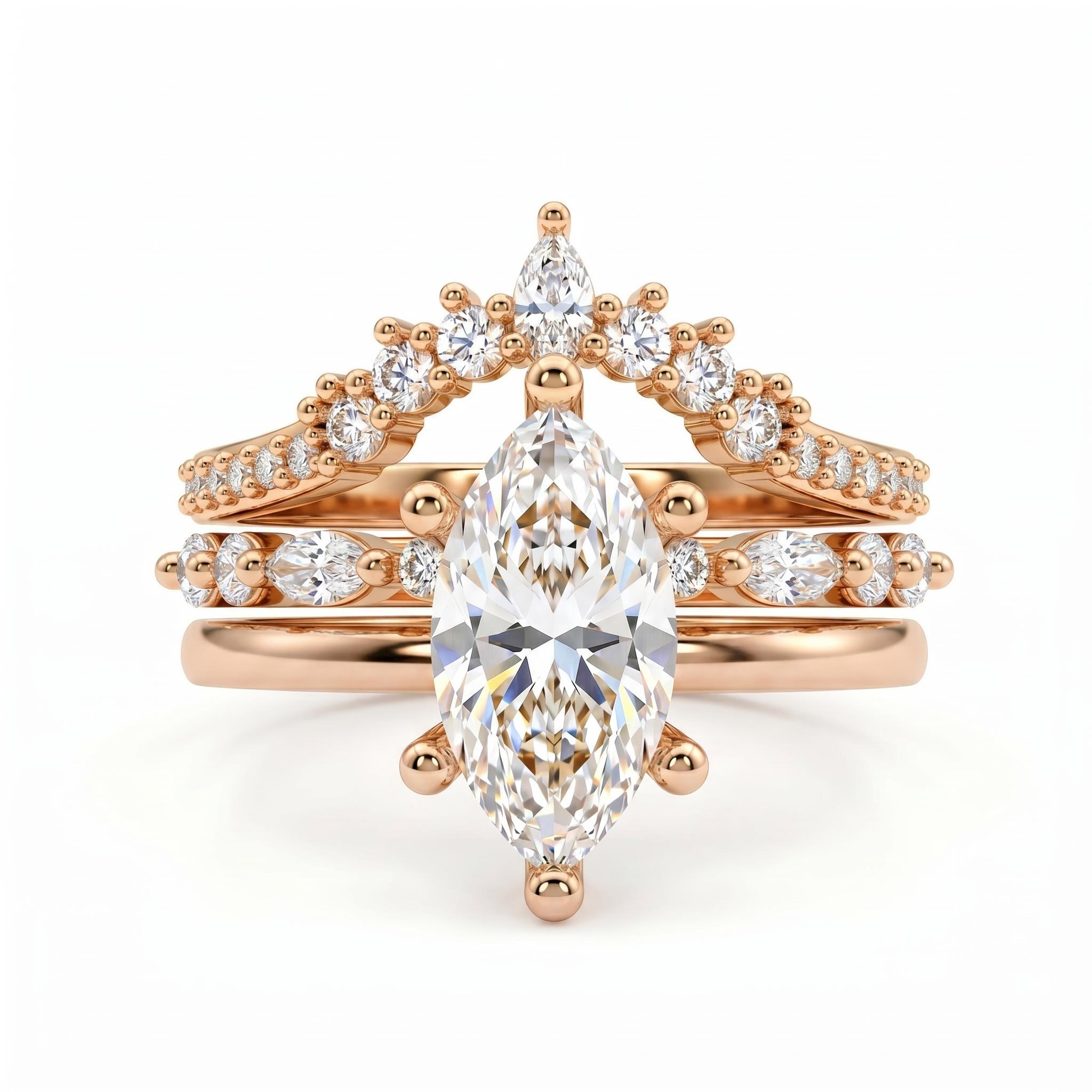 4.34 ct.tw. Marquise Cut 3-Piece Stackable Bridal Ring