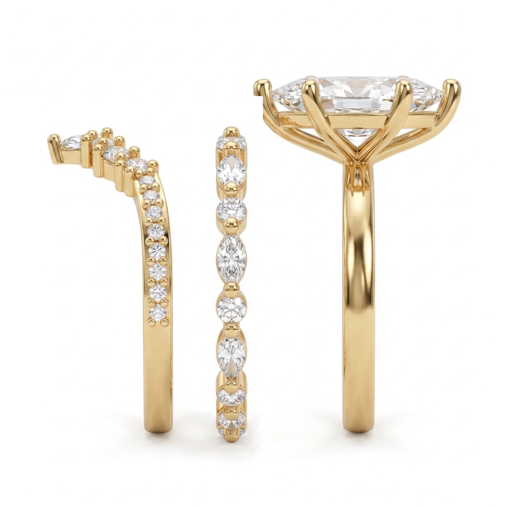 4.34 ct.tw. Marquise Cut 3-Piece Stackable Bridal Ring