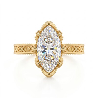 4.08 ct.tw. Vintage Floral Pave Marquise-cut Engagement Ring