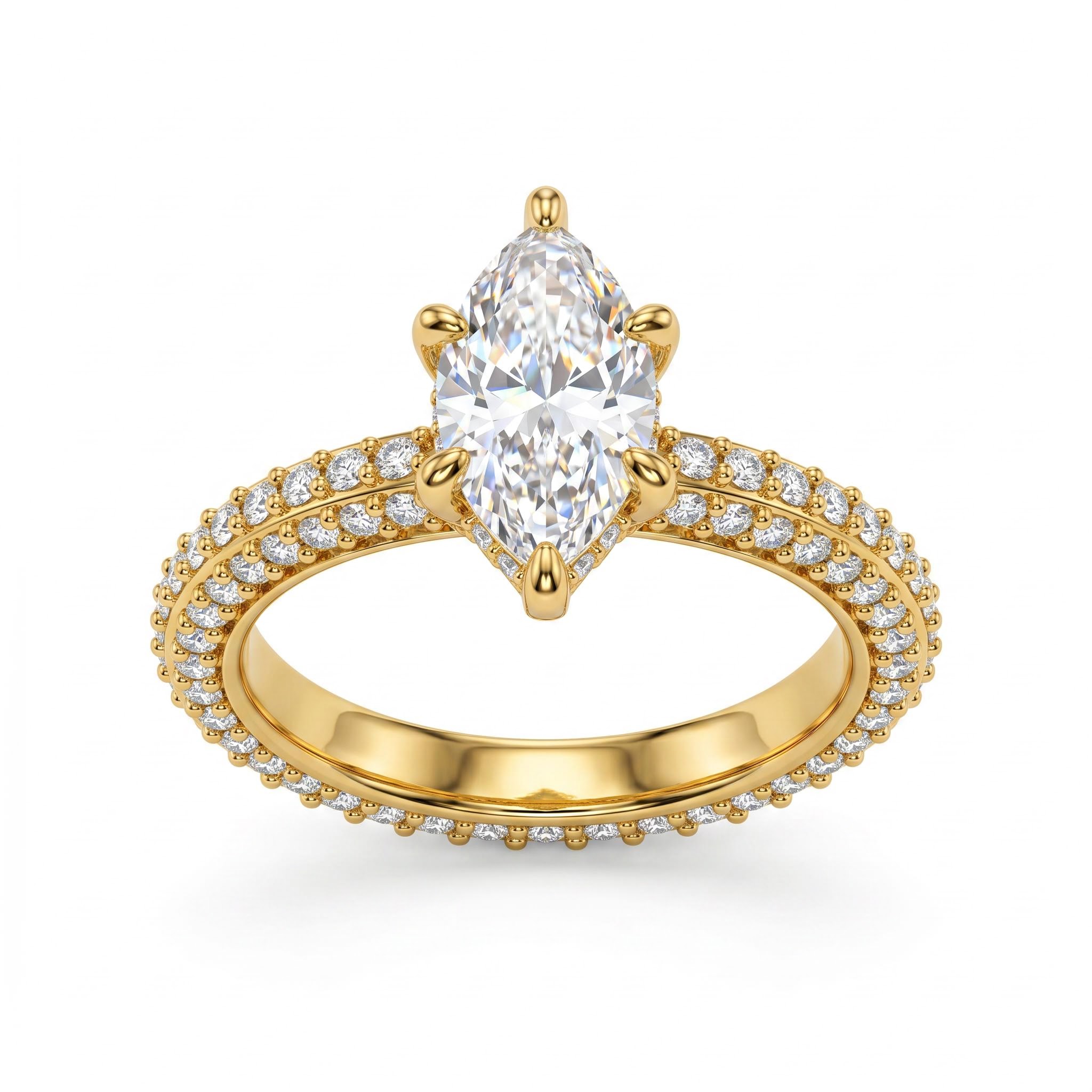 4.77 ct.tw. Marquise Cut Three-Side Pave Engagement Ring 4.77 ct.tw. Marquise Cut Three-Side Pave Engagement Ring