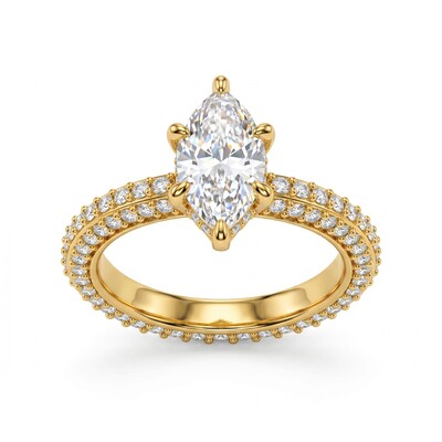 4.77 ct.tw. Marquise Cut Three-Side Pave Engagement Ring