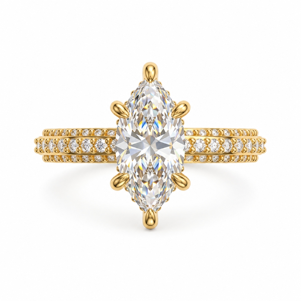 4.77 ct.tw. Marquise Cut Three-Side Pave Engagement Ring 4.77 ct.tw. Marquise Cut Three-Side Pave Engagement Ring