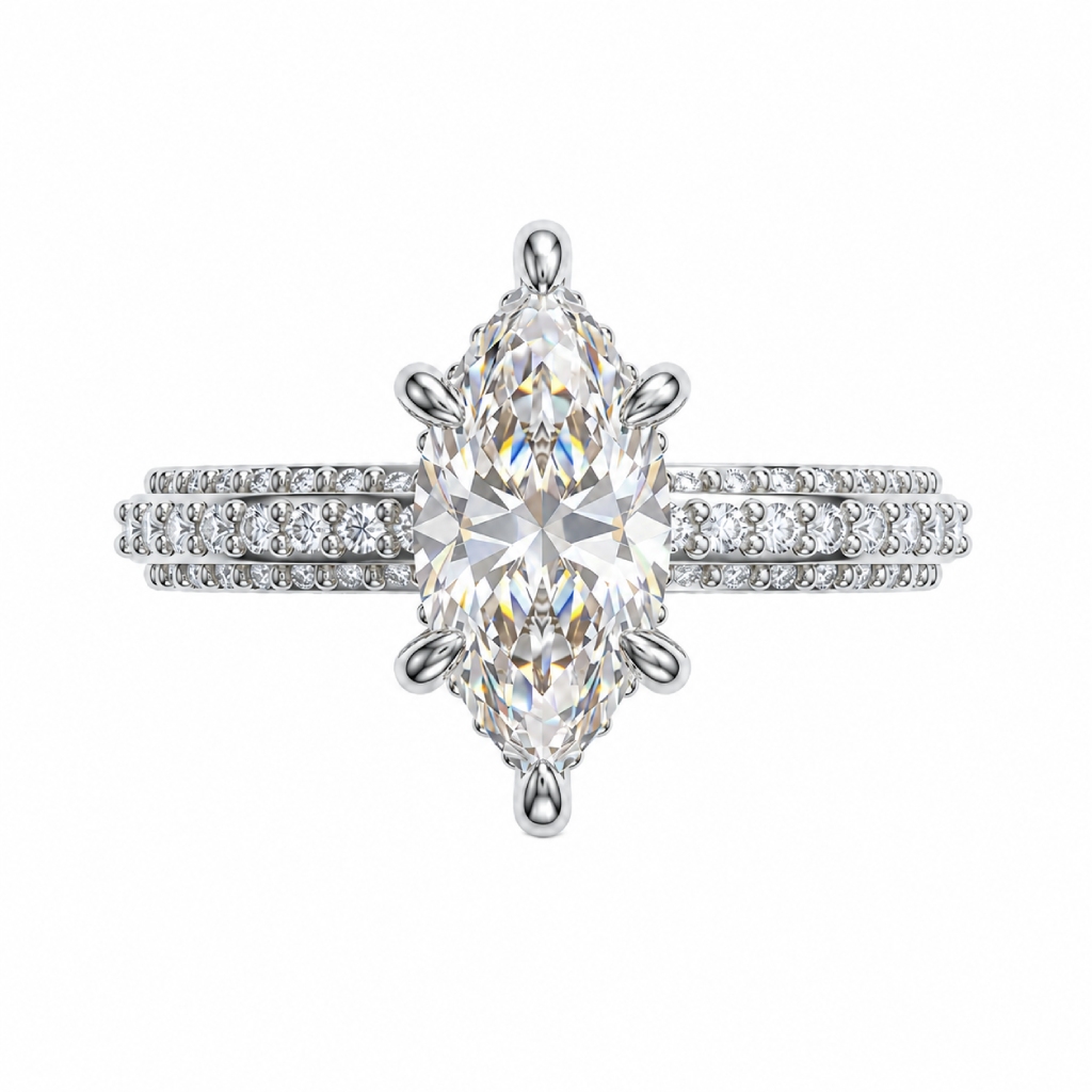 4.77 ct.tw. Marquise Cut Three-Side Pave Engagement Ring 4.77 ct.tw. Marquise Cut Three-Side Pave Engagement Ring