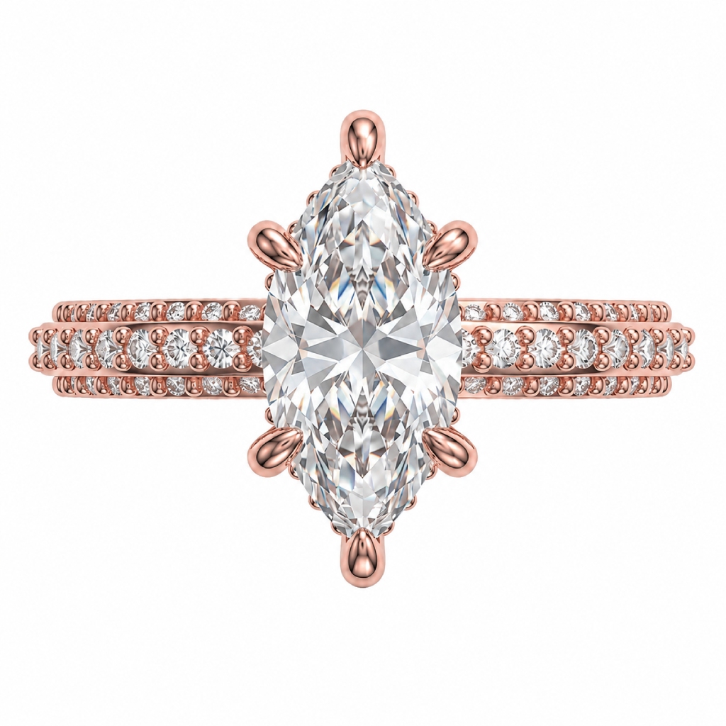 4.77 ct.tw. Marquise Cut Three-Side Pave Engagement Ring 4.77 ct.tw. Marquise Cut Three-Side Pave Engagement Ring