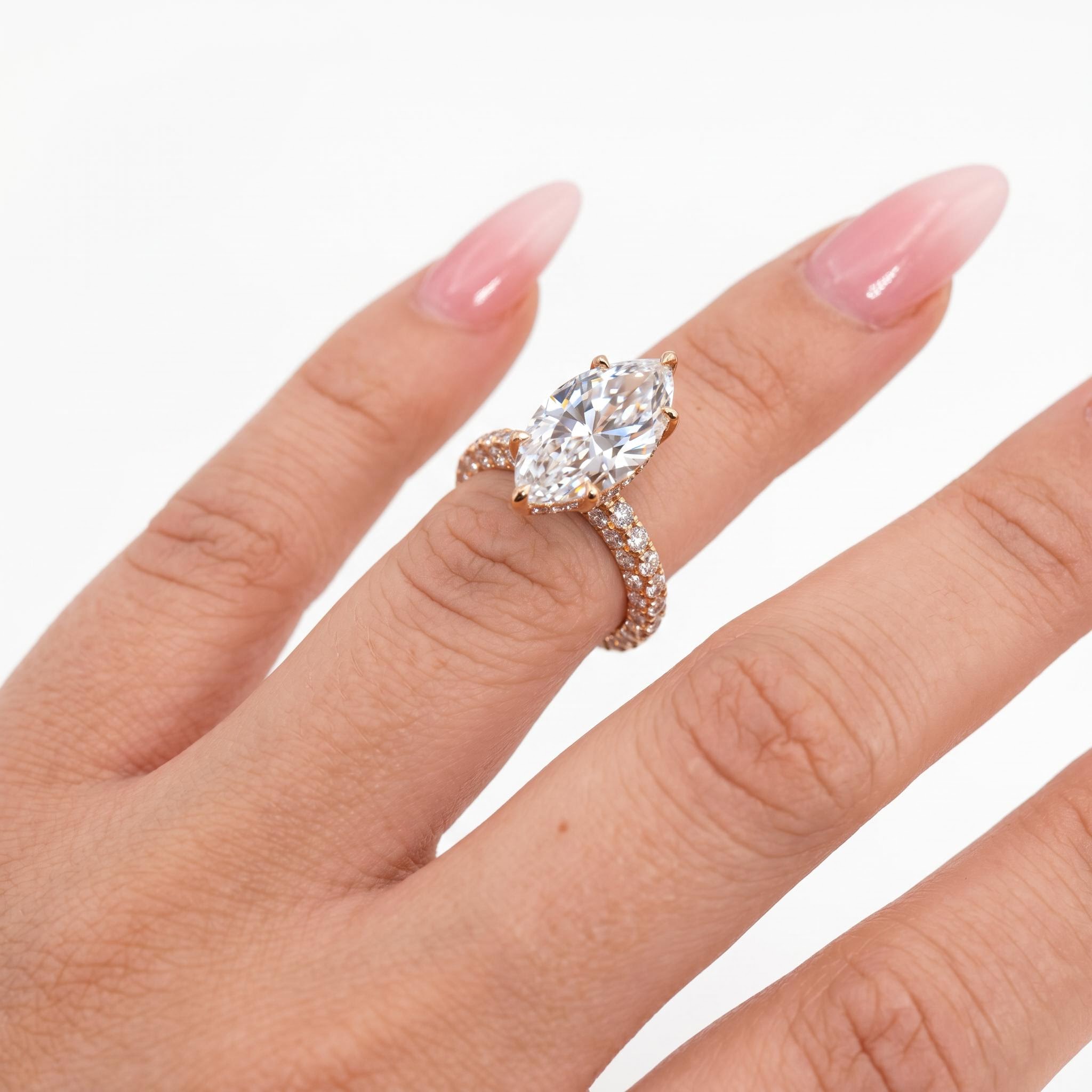 4.77 ct.tw. Marquise Cut Three-Side Pave Engagement Ring 4.77 ct.tw. Marquise Cut Three-Side Pave Engagement Ring