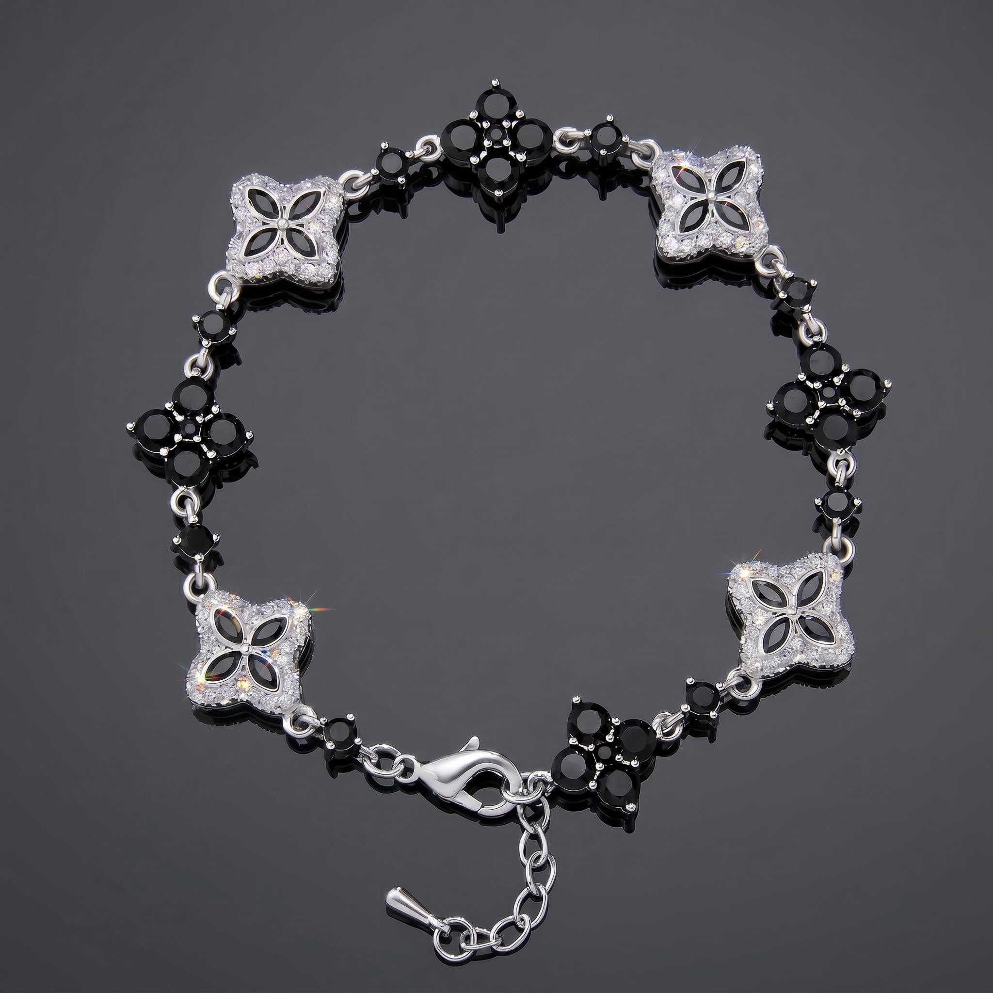 Iced Out 14mm Four Leaf Clover Bracelet - Black/Emerald Iced Out 14mm Four Leaf Clover Bracelet - Black/Emerald