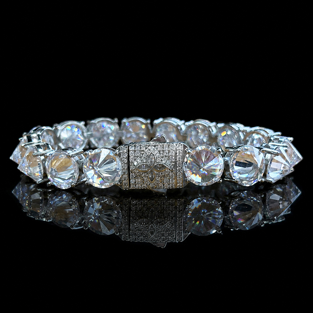 10mm Inverted Setting Clover Tennis Bracelet