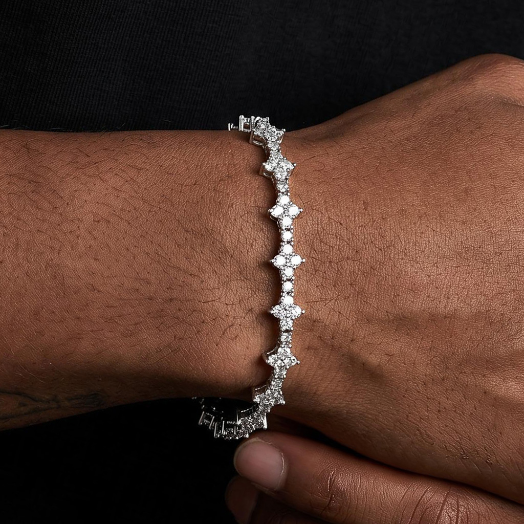 7mm Round Diamonds Cross Bracelet