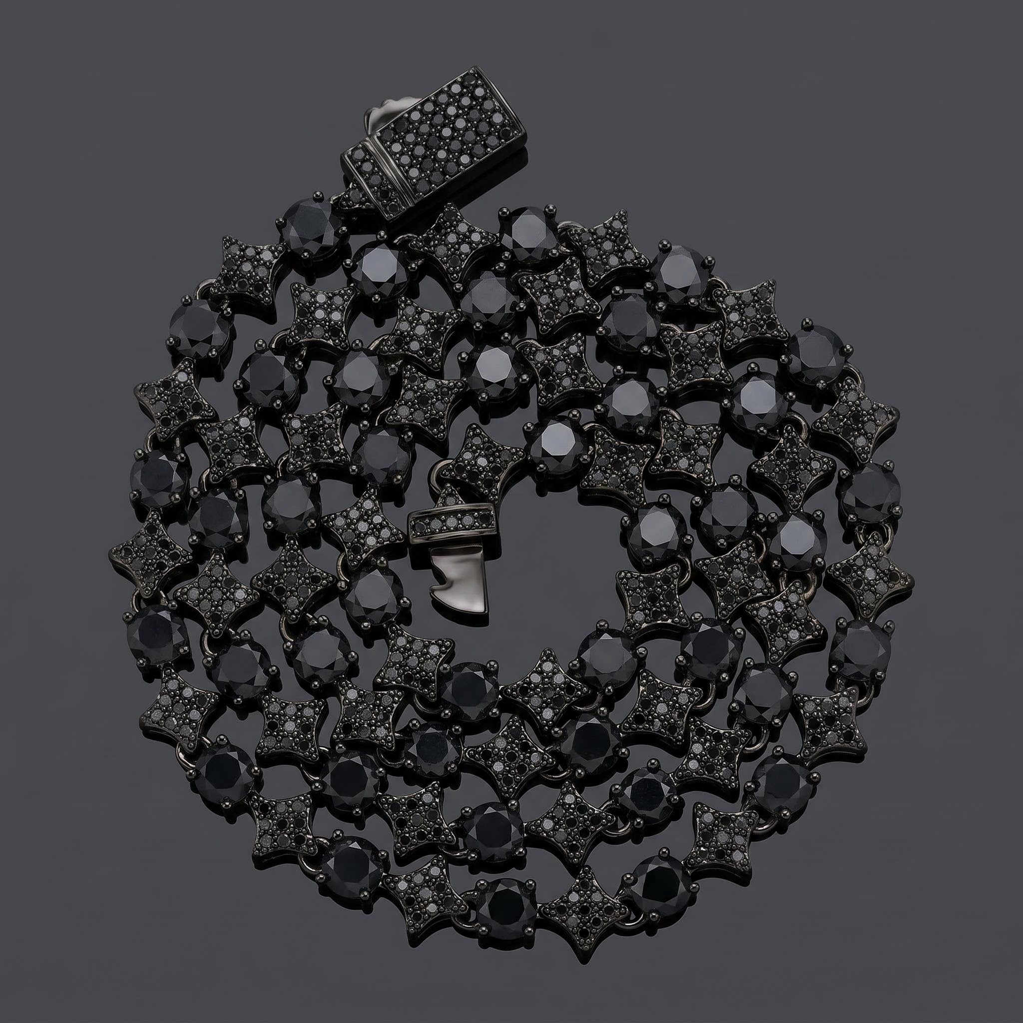 Iced Out Black Star Tennis Chain
