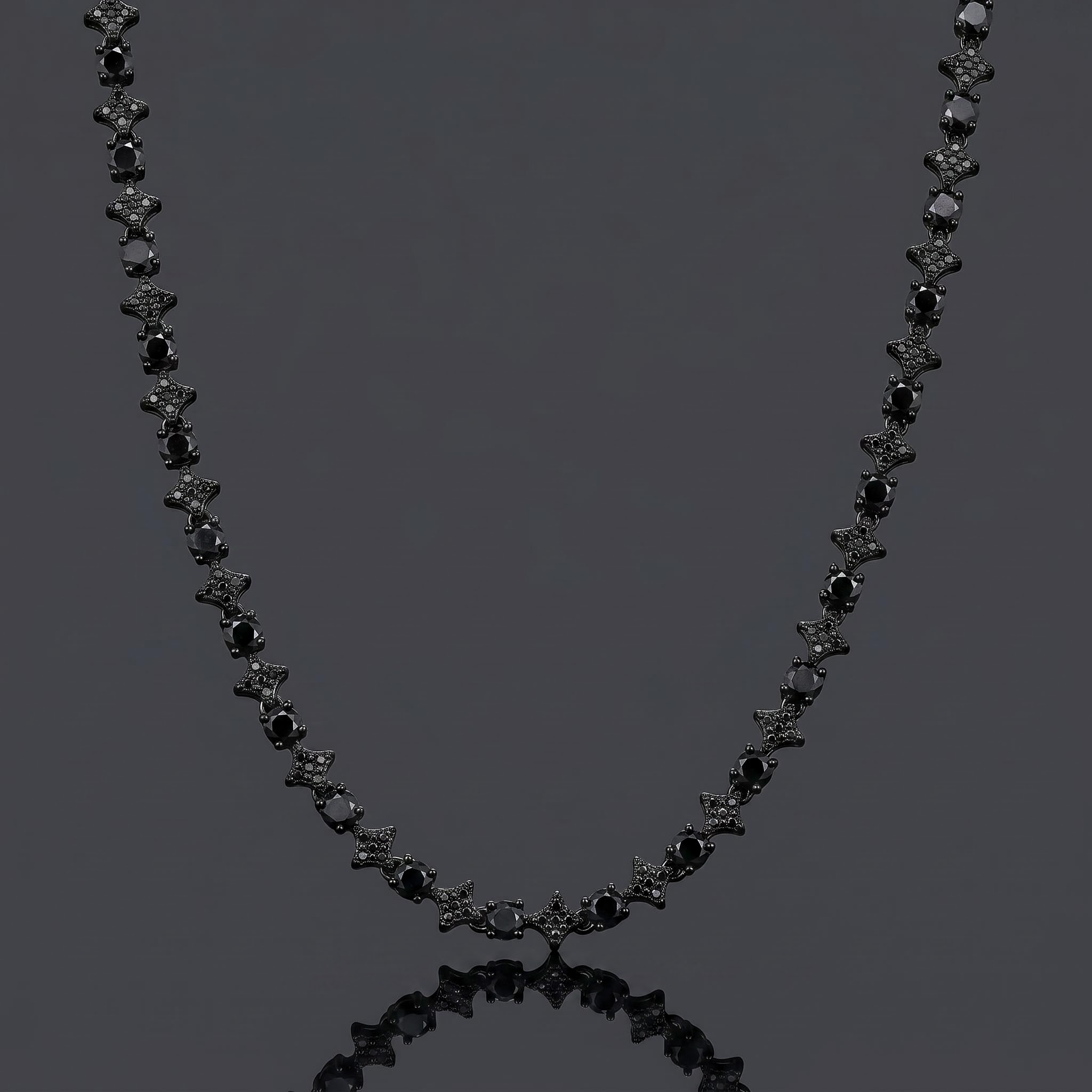 Iced Out Black Star Tennis Chain