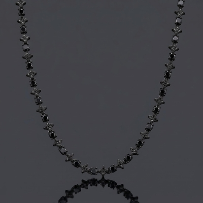 Iced Out Black Star Tennis Chain