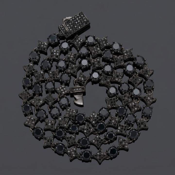 Iced Out Black Star Tennis Chain Iced Out Black Star Tennis Chain