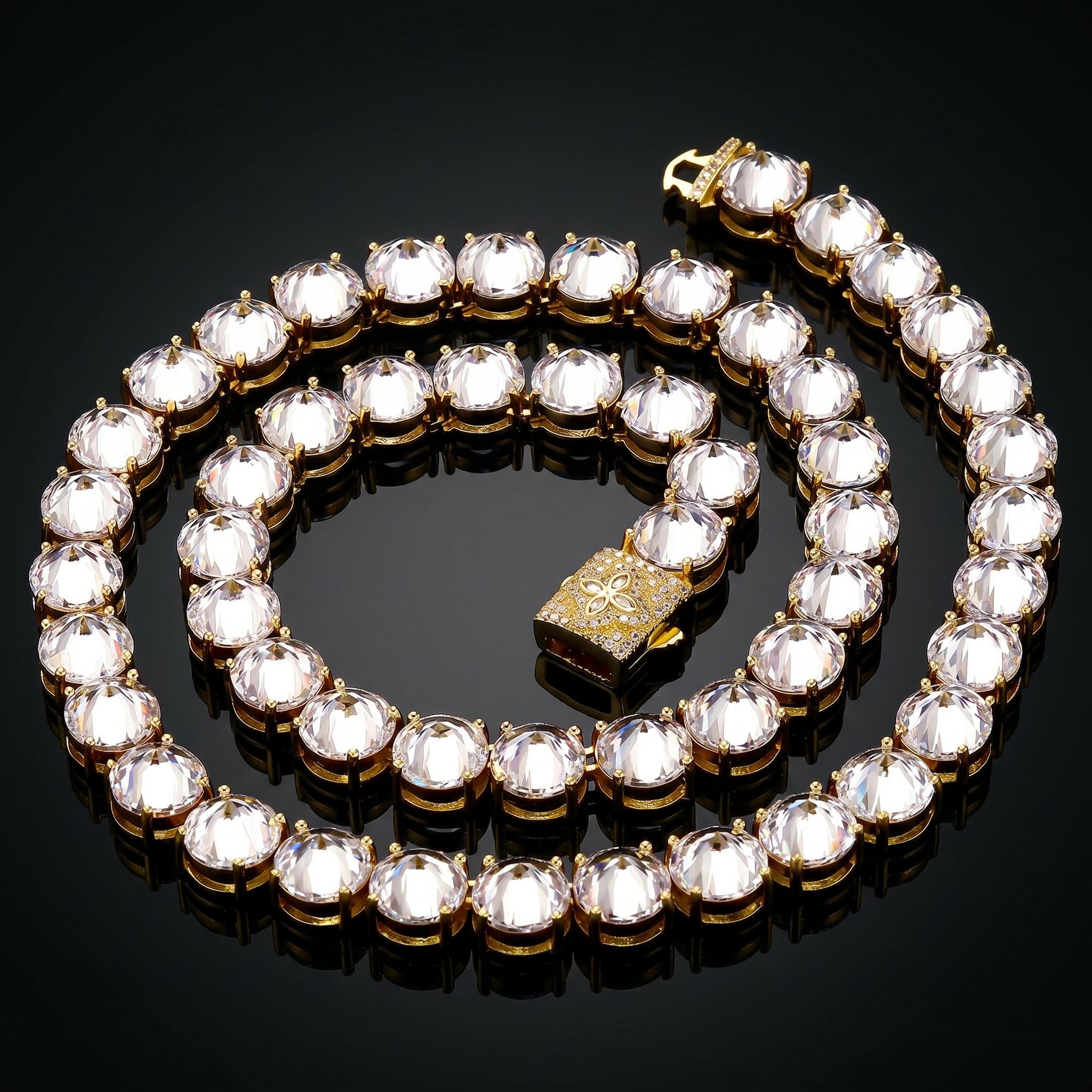10mm Inverted Setting Clover Tennis Chain 10mm Inverted Setting Clover Tennis Chain