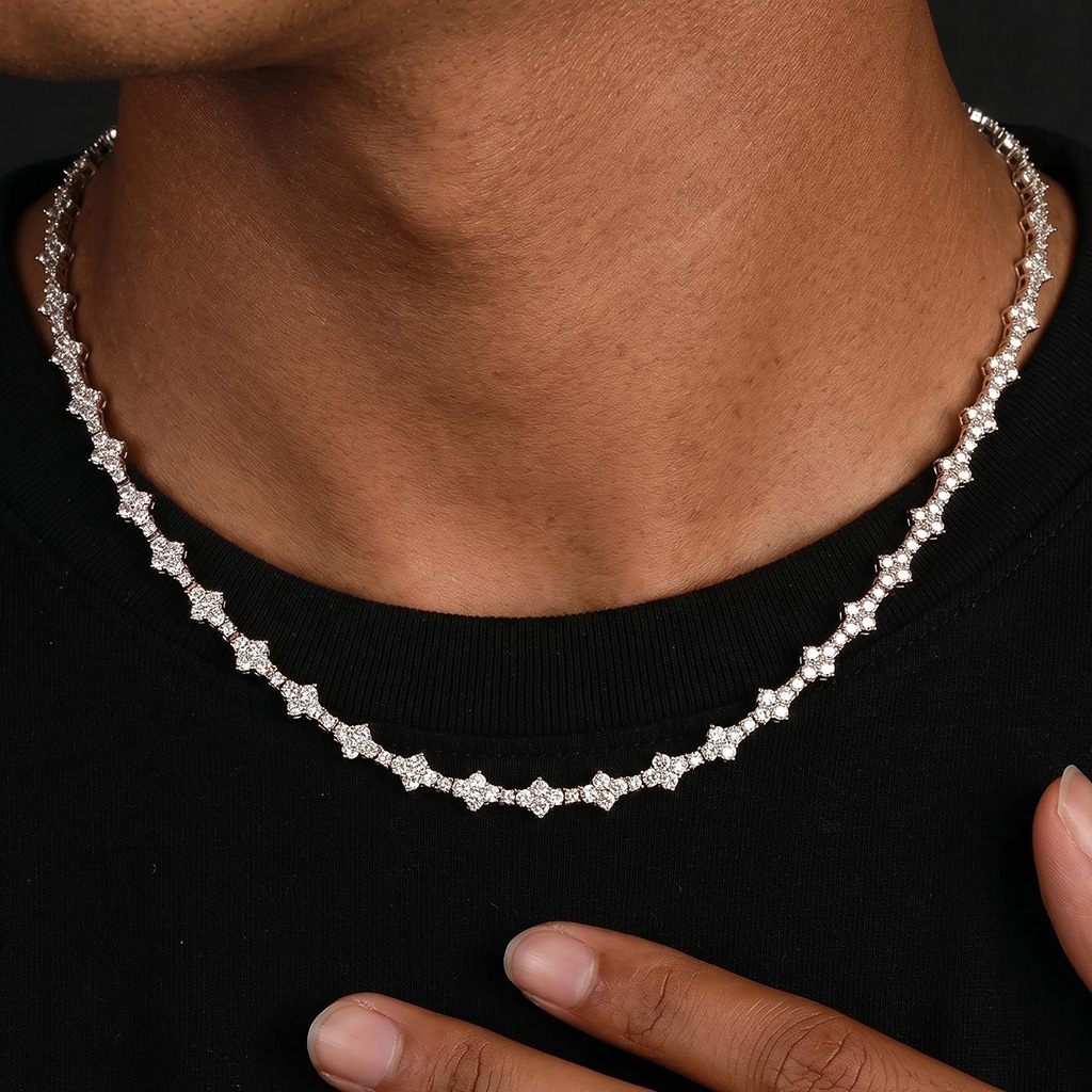 7mm Round Diamonds Cross Chain