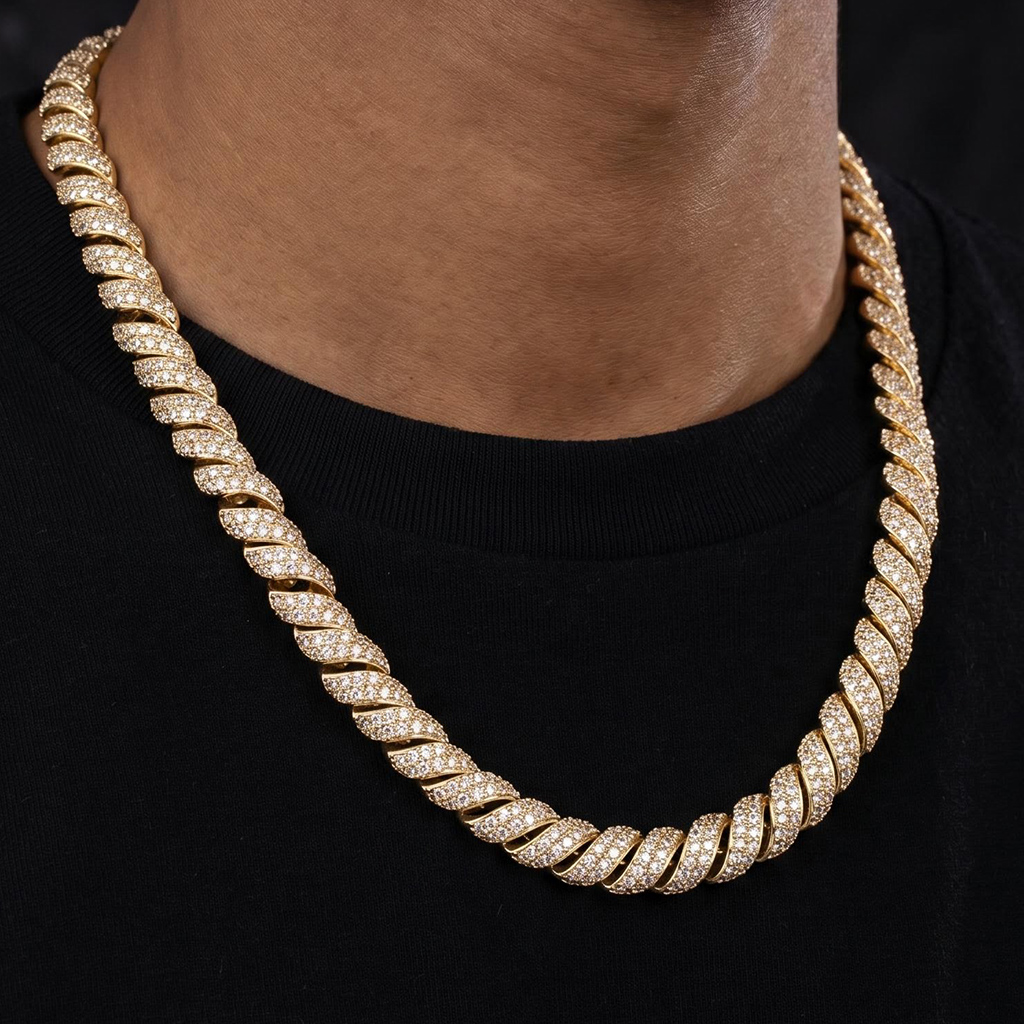 10mm Iced Out Twisted Link Chain