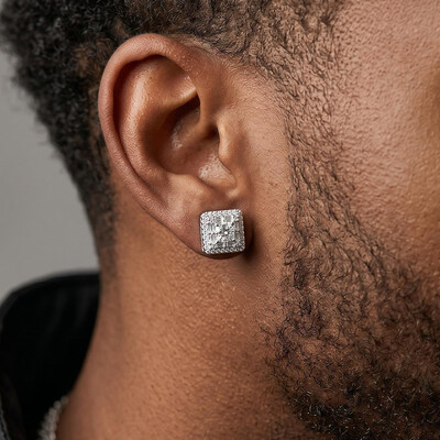 Iced Out Baguette & Round Cut Earrings