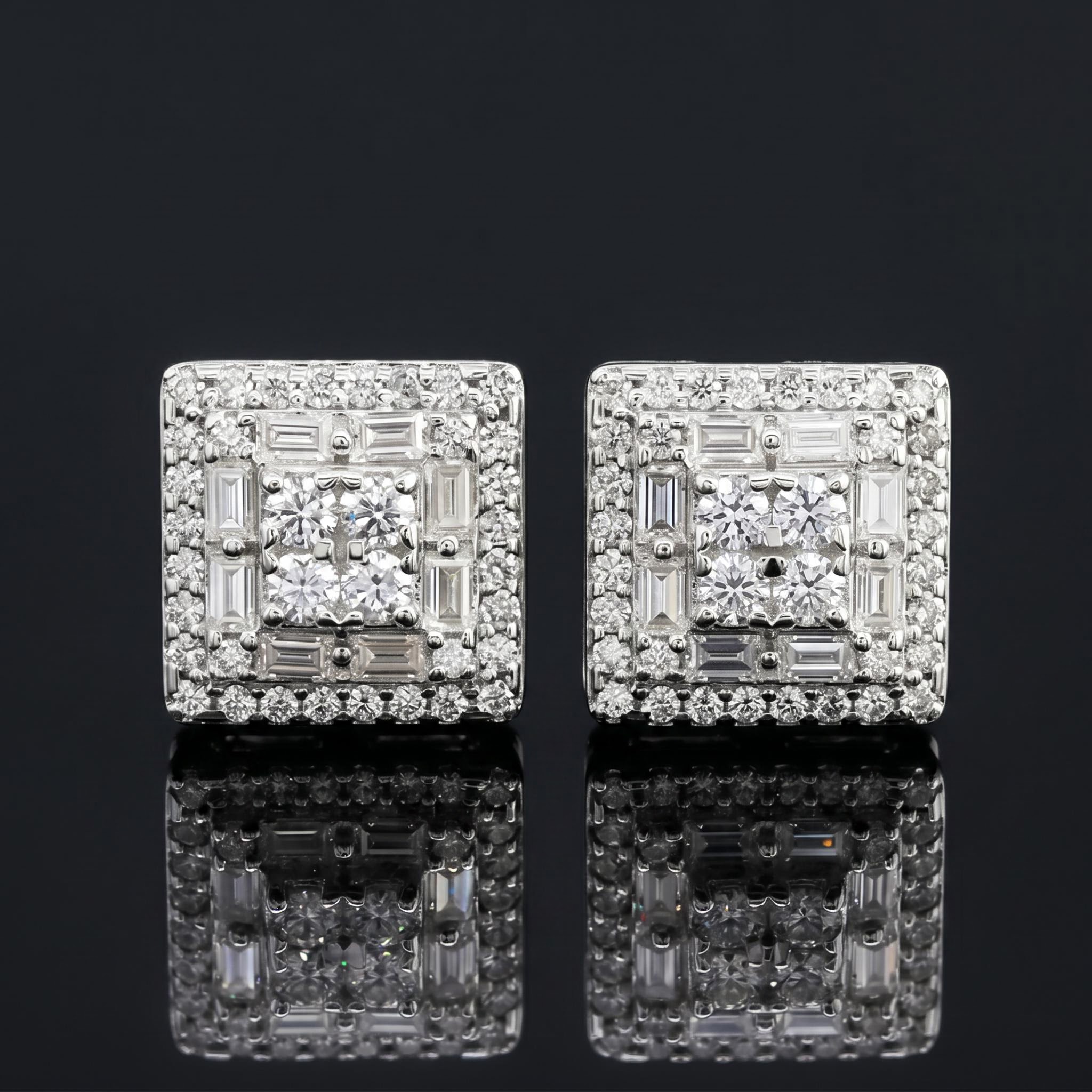 Iced Out Baguette & Round Cut Earrings Iced Out Baguette & Round Cut Earrings