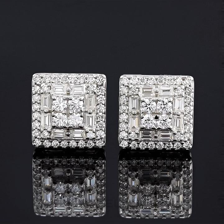 Iced Out Baguette & Round Cut Earrings Iced Out Baguette & Round Cut Earrings