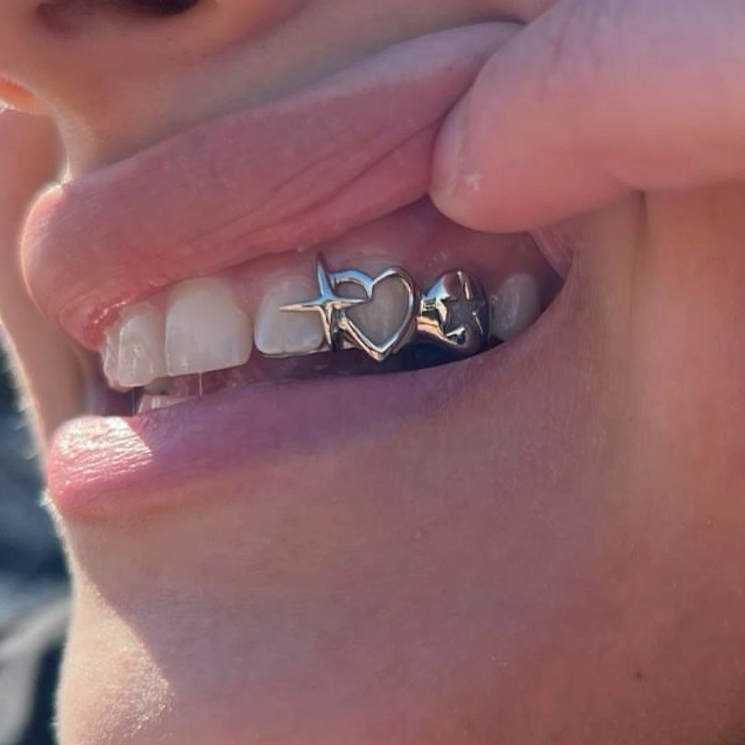 Pre-made Star and Heart Hollow Double Grillz