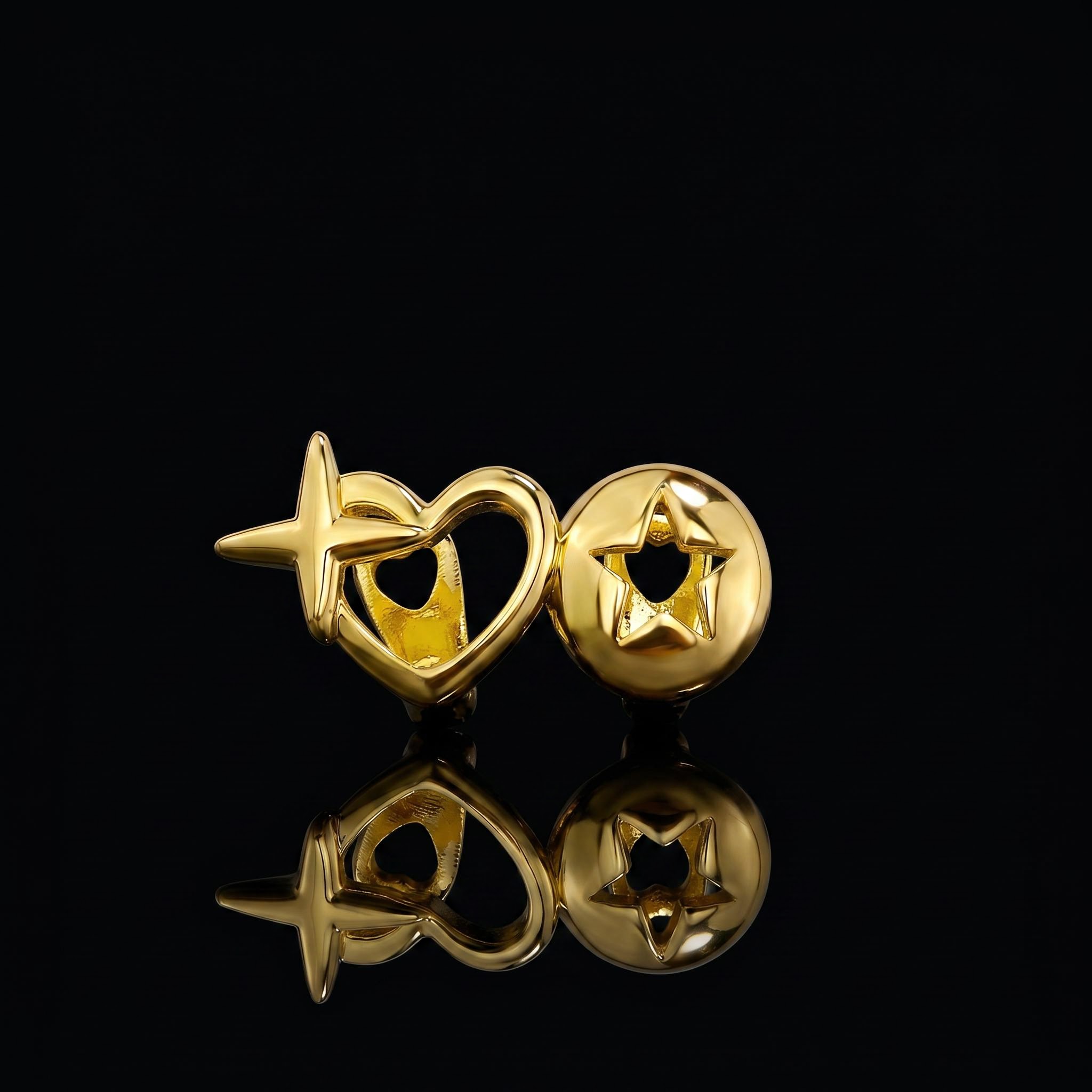 Pre-made Star and Heart Hollow Double Grillz