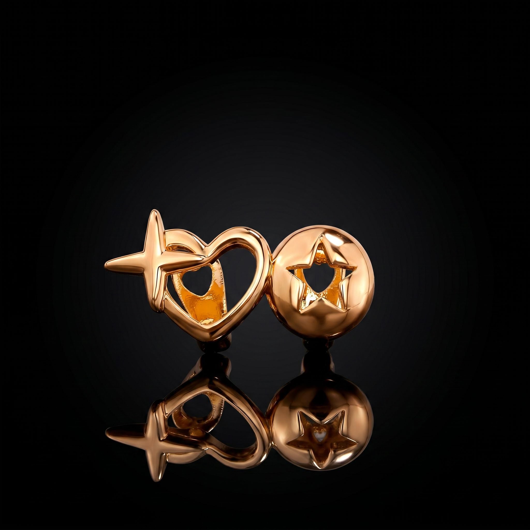 Pre-made Star and Heart Hollow Double Grillz