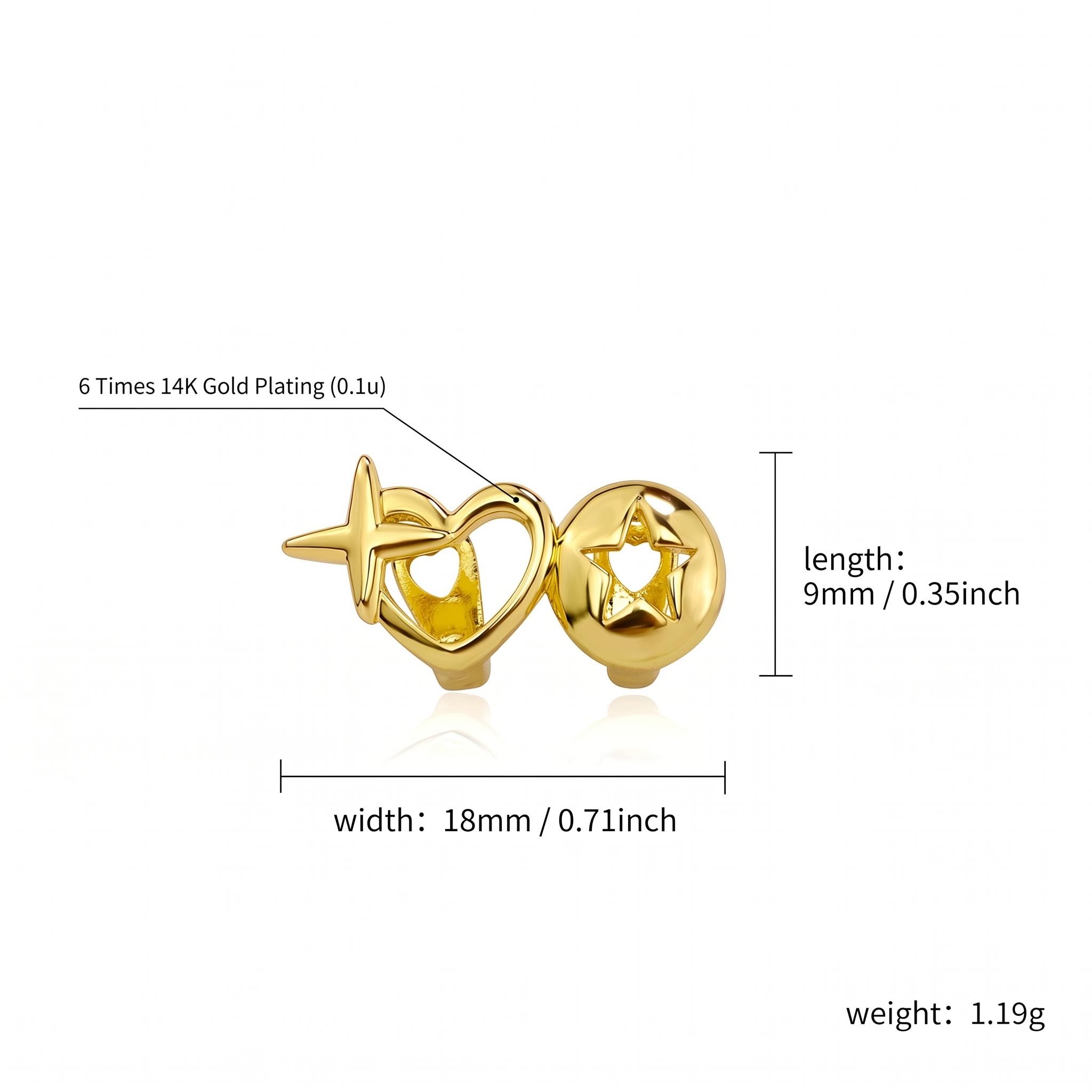 Pre-made Star and Heart Hollow Double Grillz