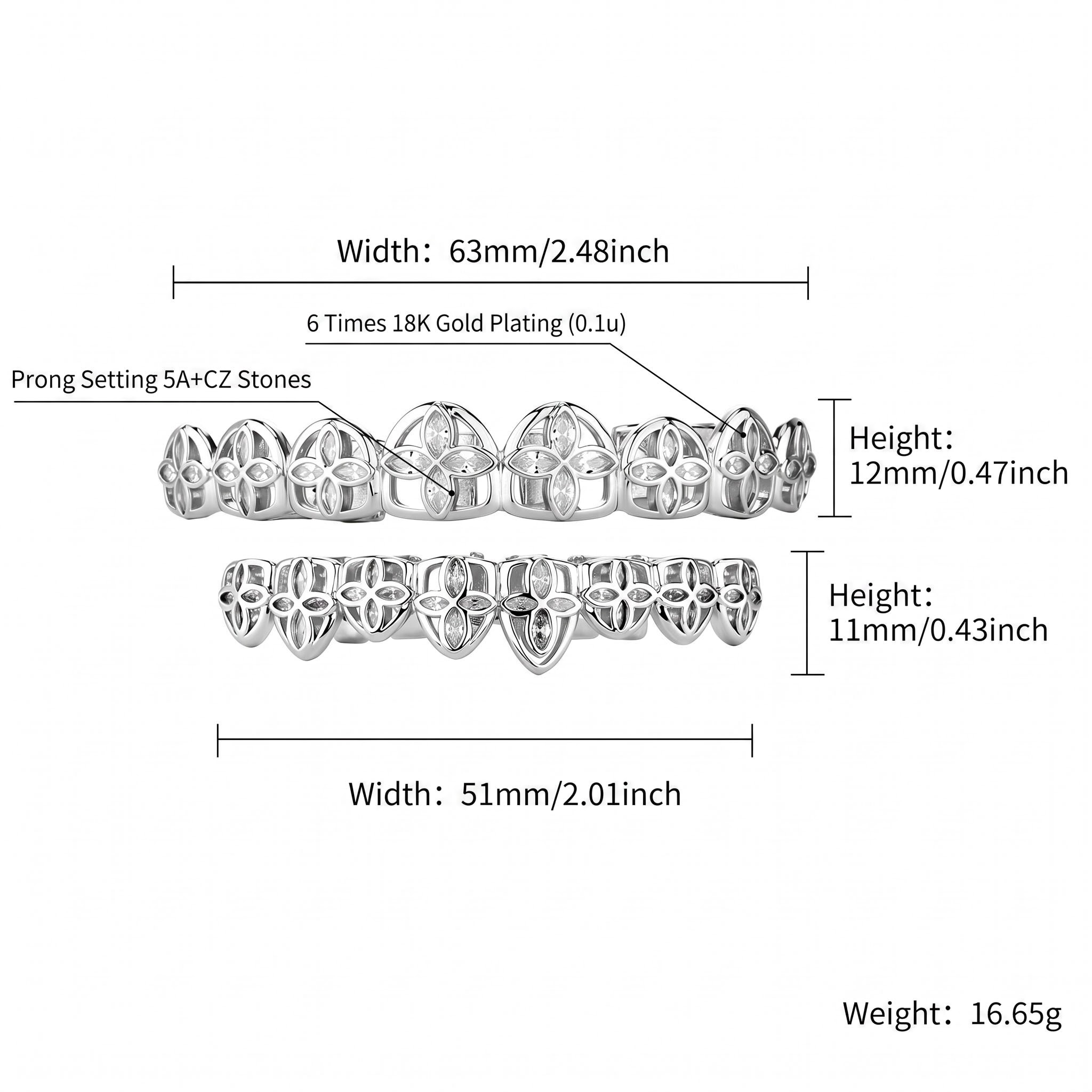 Pre-made Iced Out Four-leaf Clover Grillz Set