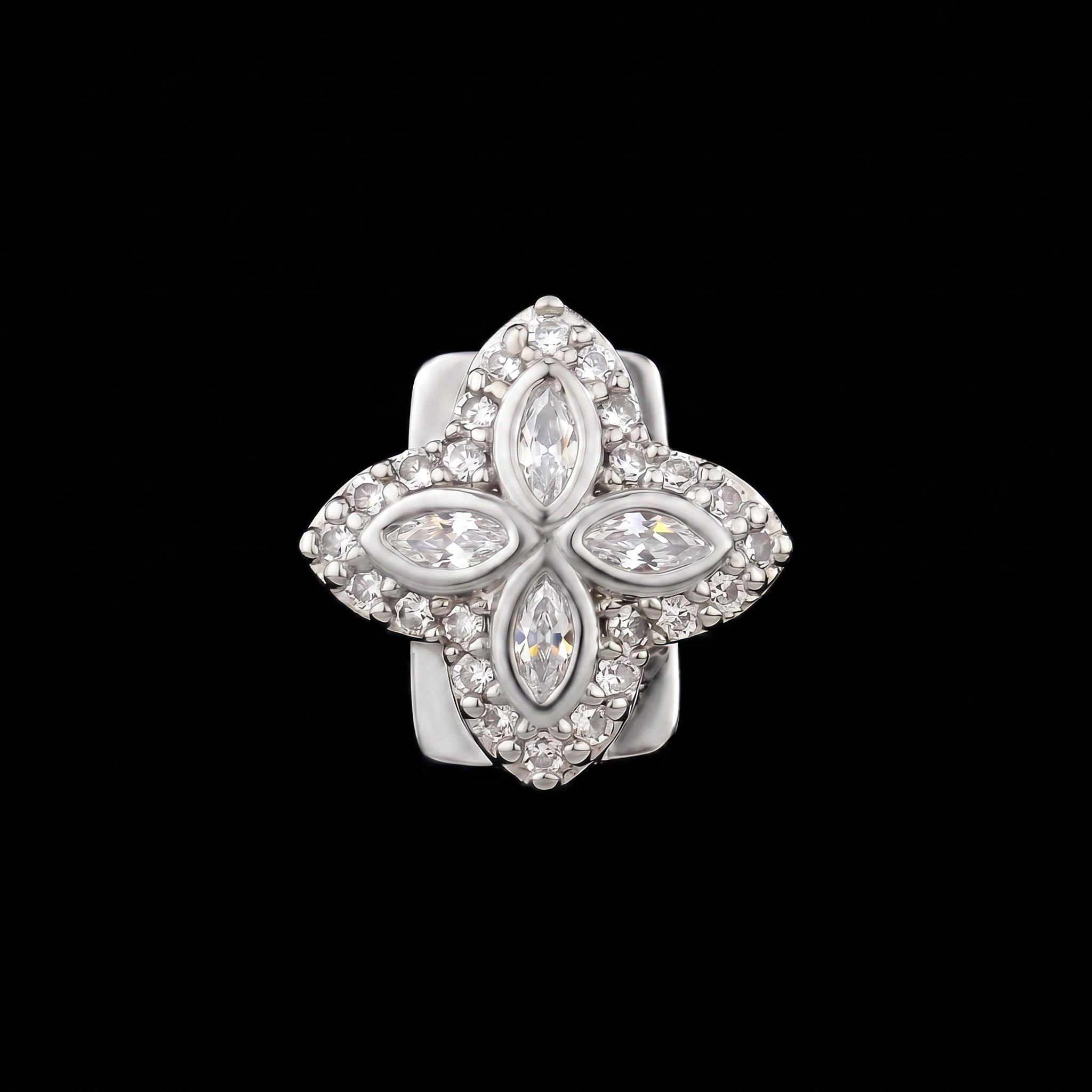 Pre-made Iced Out Four-leaf Clover Grillz