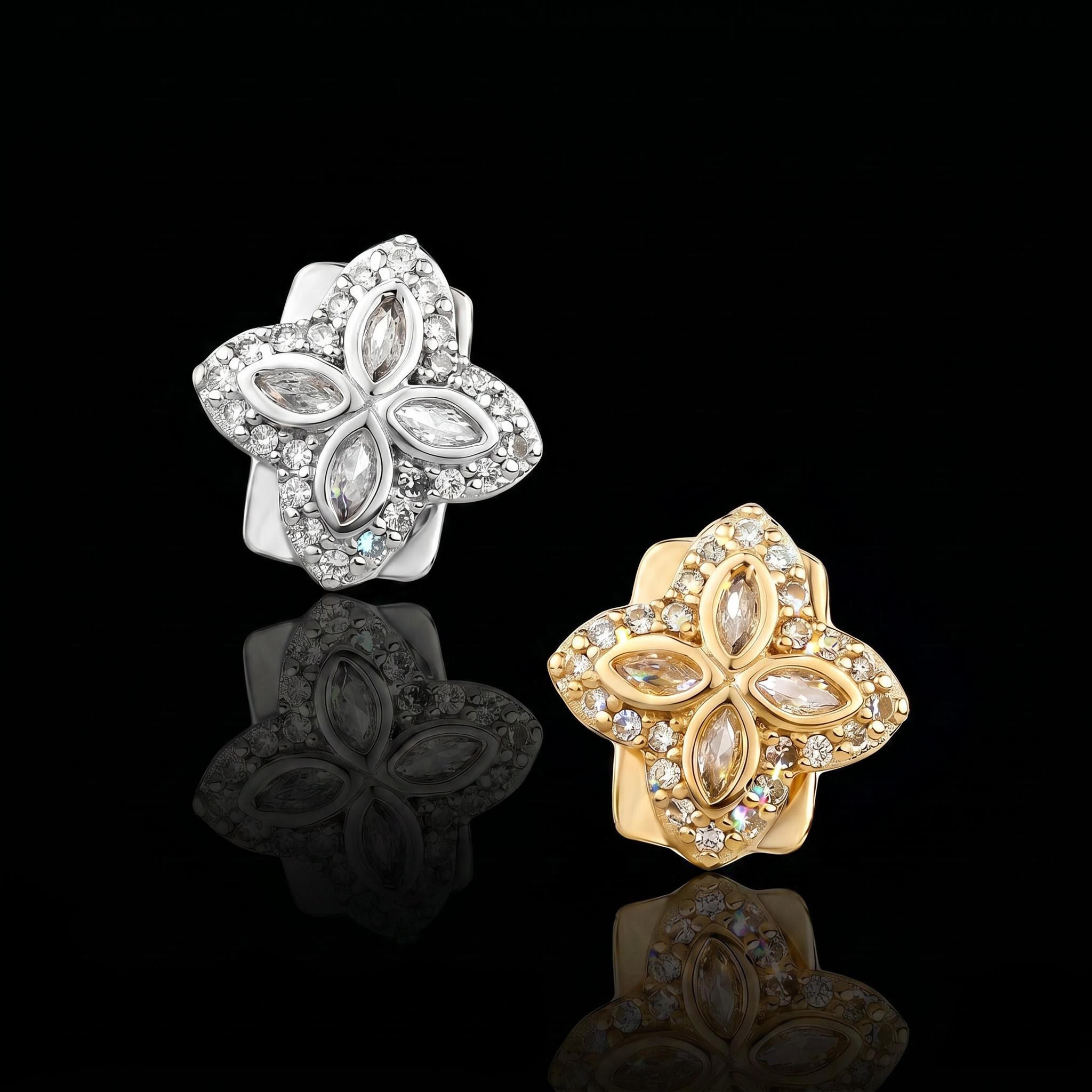 Pre-made Iced Out Four-leaf Clover Grillz Pre-made Iced Out Four-leaf Clover Grillz