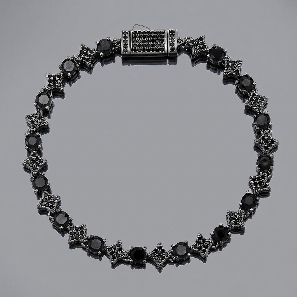Iced Out Black Star Tennis Chain and Bracelet Set