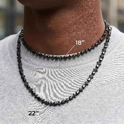 Iced Out Black Star Tennis Chain and Bracelet Set