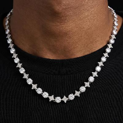 Iced Out Star Tennis Chain and Bracelet Set