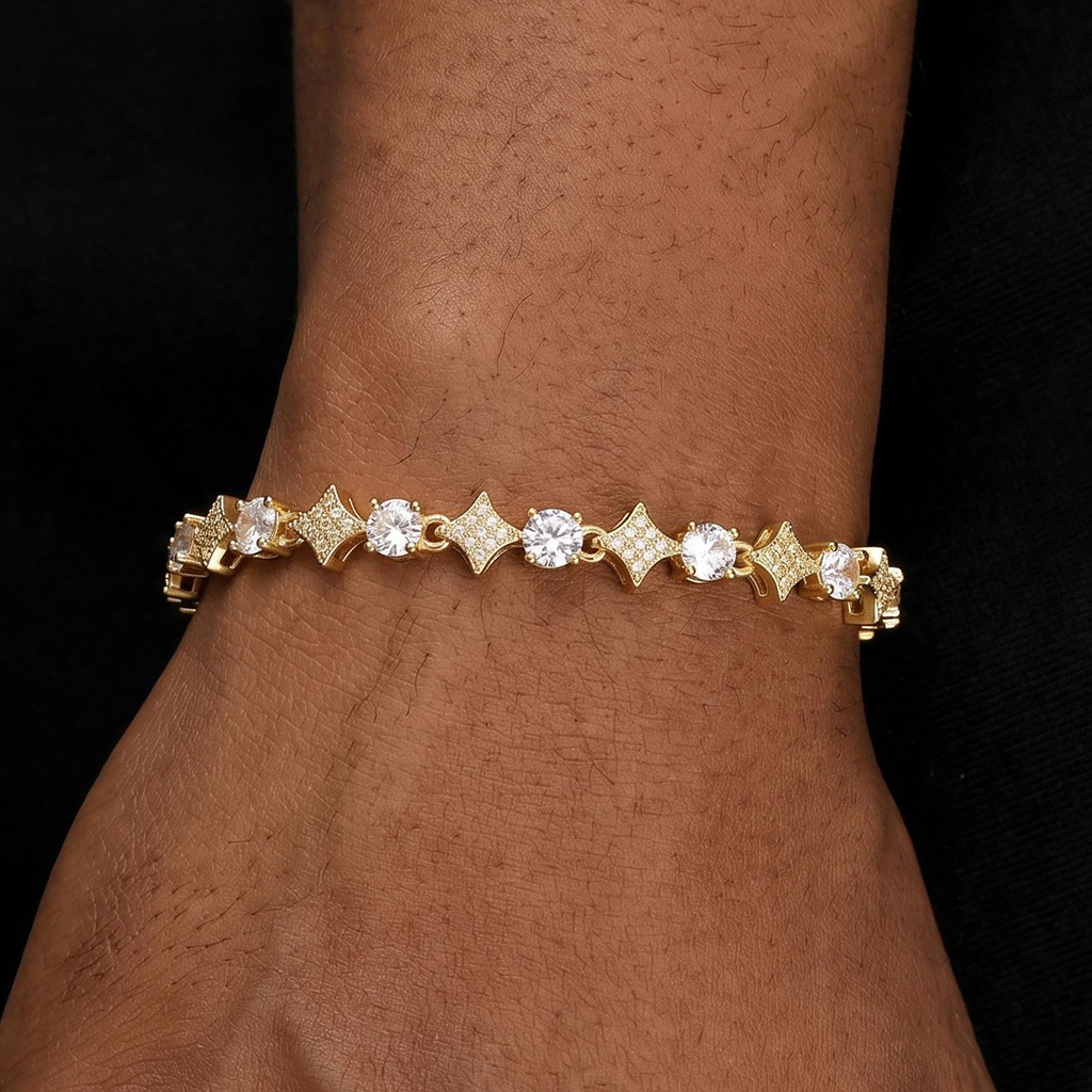 Iced Out Star Tennis Chain and Bracelet Set