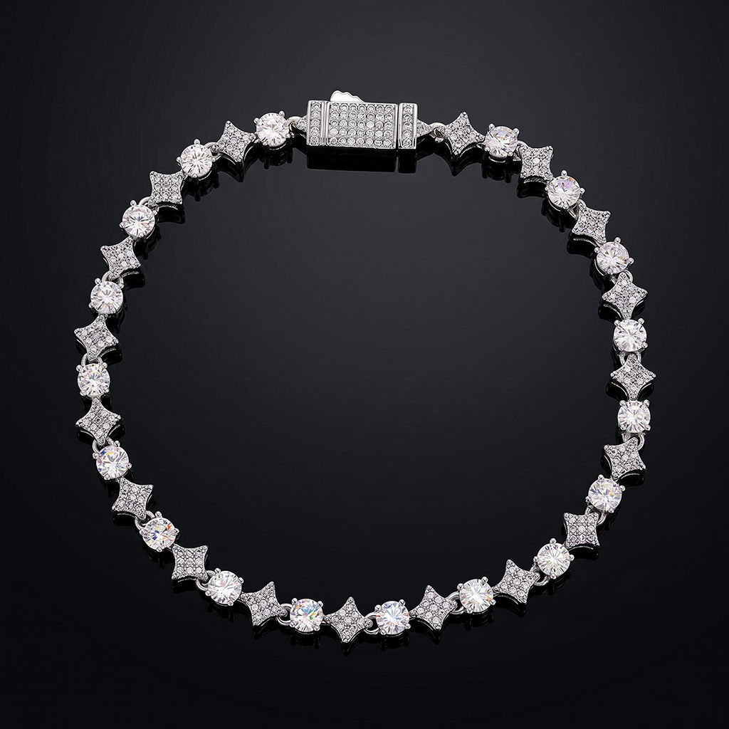 Iced Out Star Tennis Chain and Bracelet Set