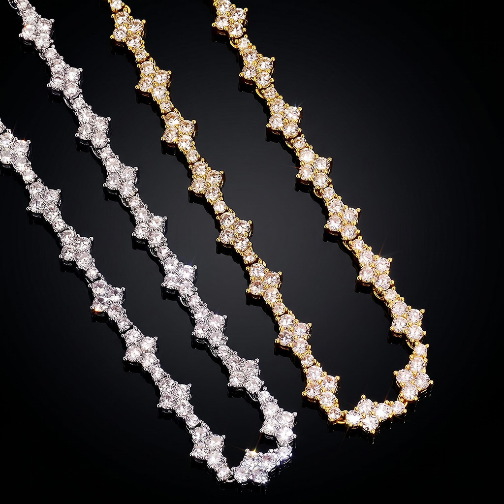 7mm Round Diamonds Cross Chain and Bracelet Set 7mm Round Diamonds Cross Chain and Bracelet Set