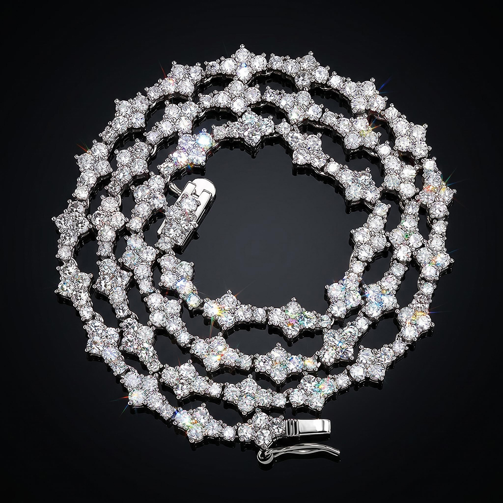 7mm Round Diamonds Cross Chain and Bracelet Set 7mm Round Diamonds Cross Chain and Bracelet Set