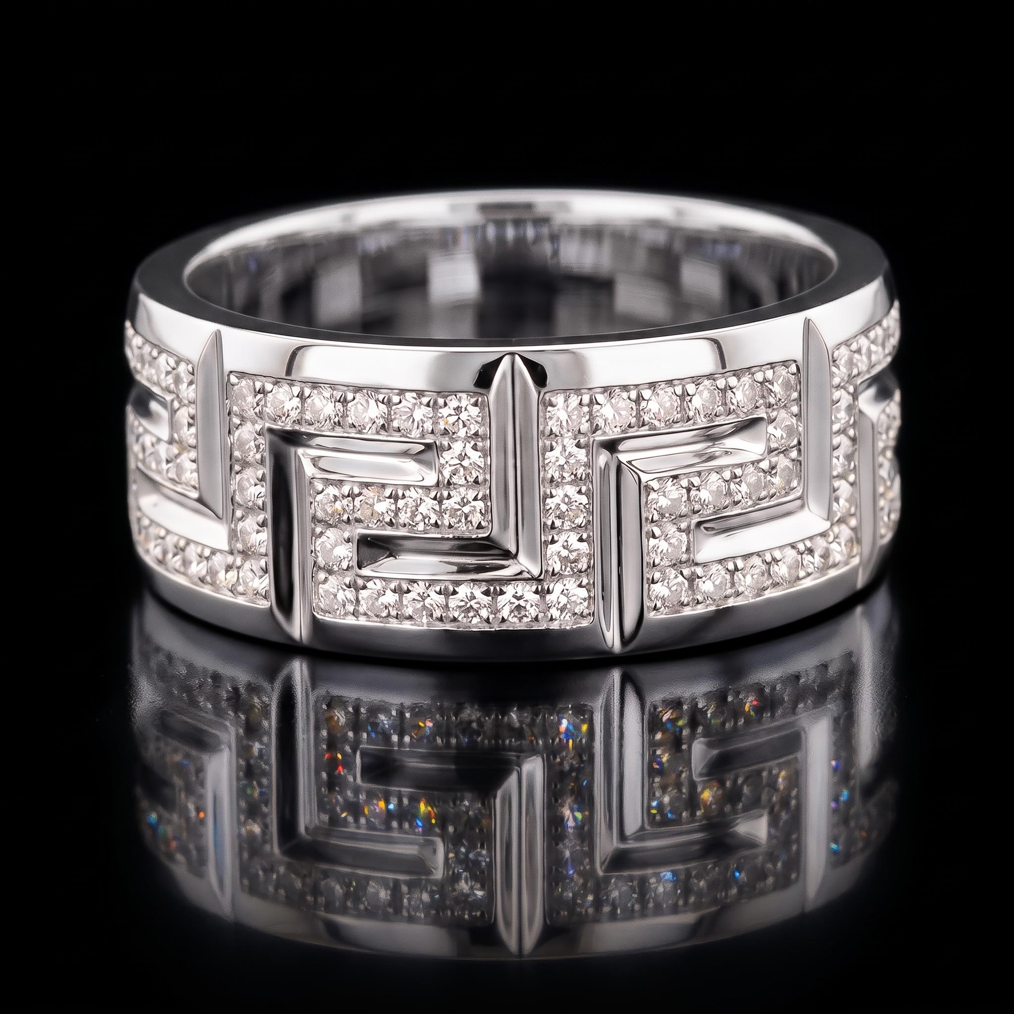 925 Silver & VVS1 Moissanite Greek Key Ring 925 Silver & VVS1 Moissanite Greek Key Ring