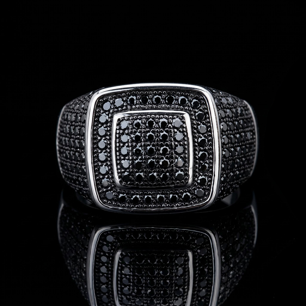 925 Silver & VVS1 Moissanite Black Square Ring 925 Silver & VVS1 Moissanite Black Square Ring