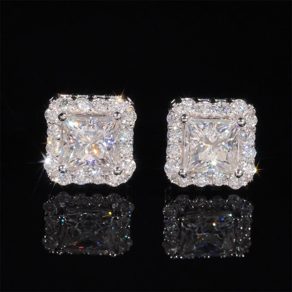 925 Silver & VVS1 Moissanite Princess Cut Stud Earrings 925 Silver & VVS1 Moissanite Princess Cut Stud Earrings