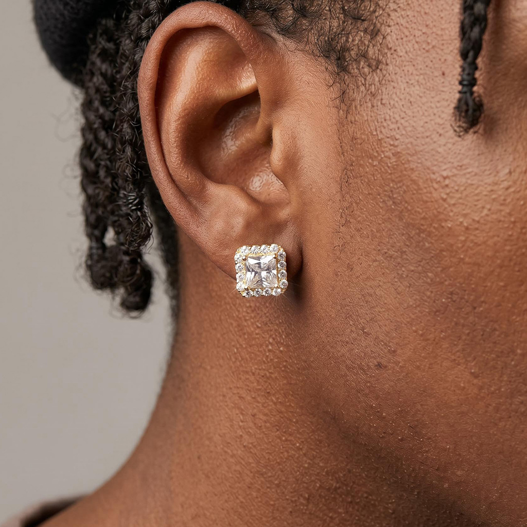 925 Silver & VVS1 Moissanite Princess Cut Stud Earrings 925 Silver & VVS1 Moissanite Princess Cut Stud Earrings