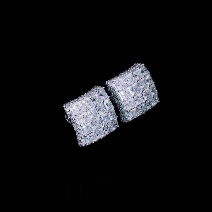 925 Silver & VVS1 Moissanite Princess Cut Square Stud Earrings 925 Silver & VVS1 Moissanite Princess Cut Square Stud Earrings