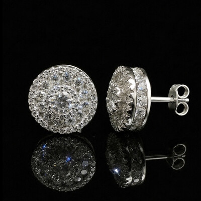 925 Silver & VVS1 Moissanite Round Halo Stud Earrings