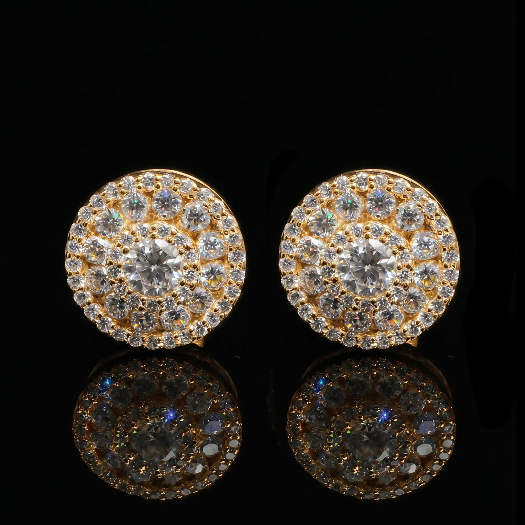 925 Silver & VVS1 Moissanite Round Halo Stud Earrings