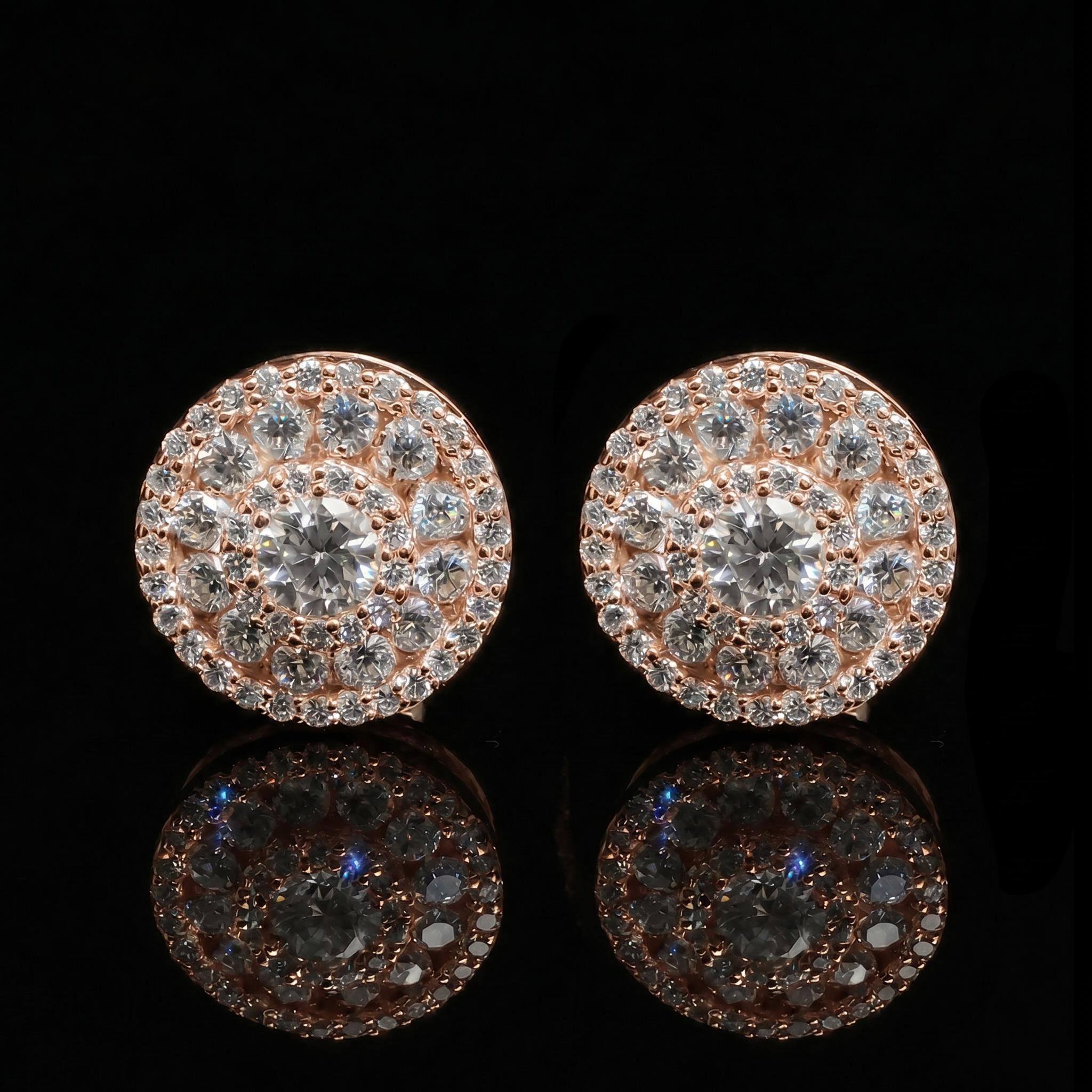 925 Silver & VVS1 Moissanite Round Halo Stud Earrings